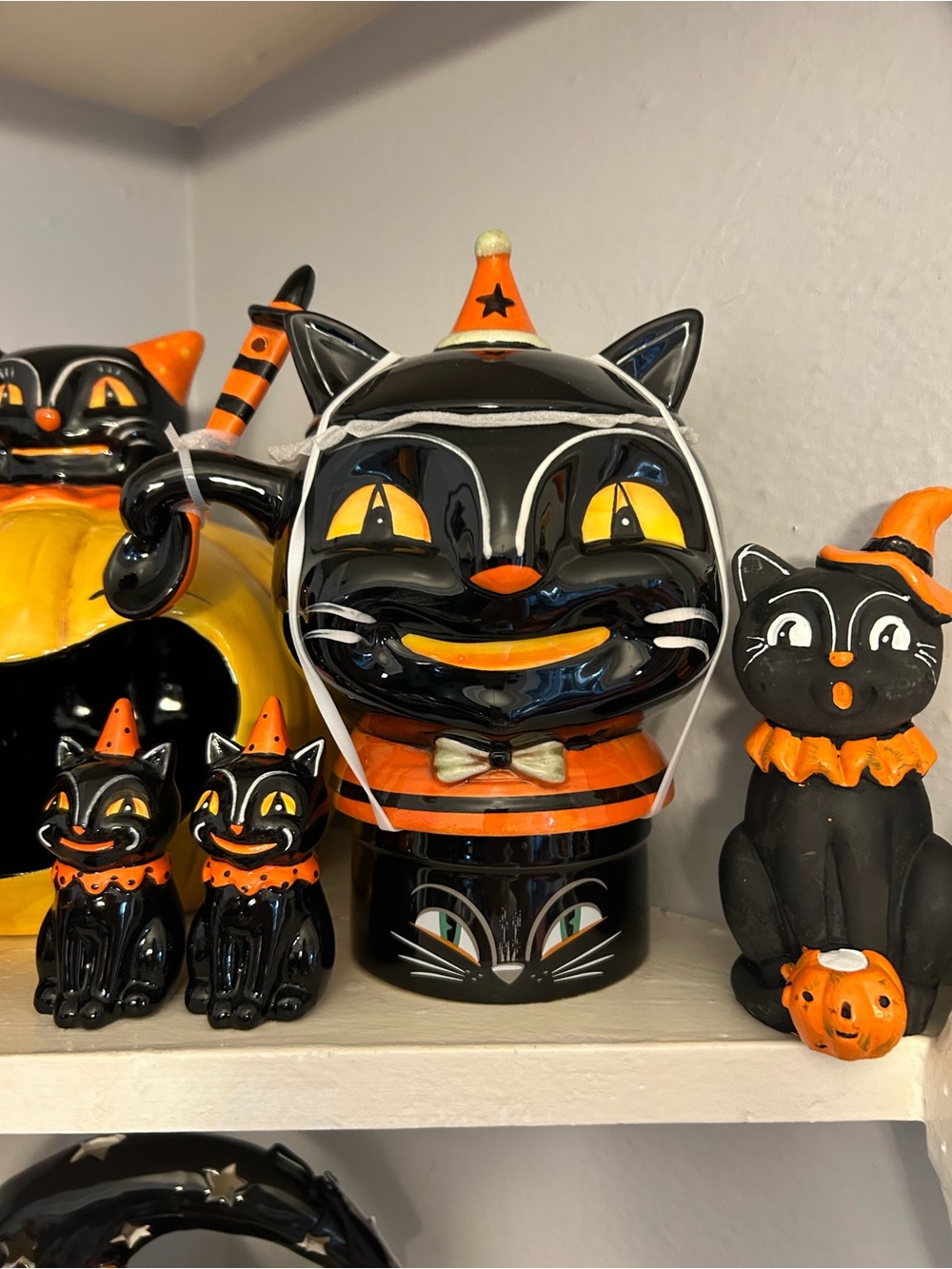 Joanna Parker Vintage-Style Black & Orange Cat Candy Jar - Halloween 2026